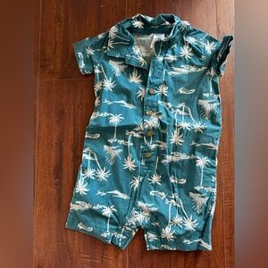 Carter's Teal Palm Print Romper